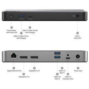 Alogic MX2 USB-C Dual Display DP Alt. Mode Docking Station - With 65W Power Delivery - for Notebook/Monitor - 100 W - USB 