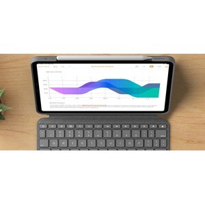 Logitech Combo Touch Keyboard/Cover Case for 32.8 cm (12.9") Apple, Logitech iPad Pro (5th Generation) Tablet - Oxford Gra