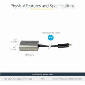 StarTech.com USB C to VGA Adapter, 1080p USB Type-C to VGA Adapter Dongle, USB-C to VGA Monitor/Display Video Converter, 1