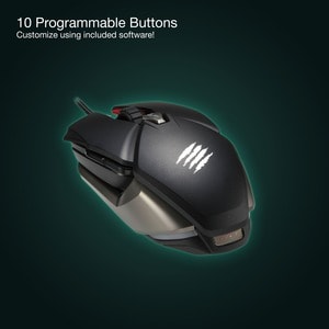 Mad Catz B.A.T. 6+ Performance Ambidextrous Gaming Mouse - Pixart 3389 - 16000 dpi - 10 Programmable Button(s) - Symmetric