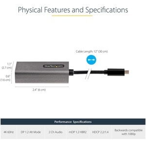 StarTech.com USB C to Mini DisplayPort Adapter, 4K 60Hz USB-C to mDP Adapter Dongle, USB Type-C to Mini DP Video Converter