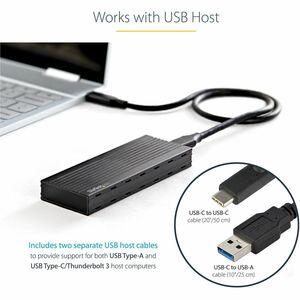 StarTech.com USB-C 10Gbps to M.2 NVMe or M.2 SATA SSD Enclosure, Portable M.2 PCIe/SATA SSD Aluminum Enclosure, USB-C & US