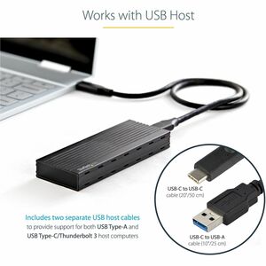 StarTech.com Drive Enclosure - USB 3.2 (Gen 2) Type C Host Interface - UASP Support External - Black - 1 x Total Bay - Alu