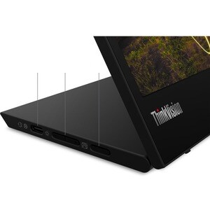 Lenovo ThinkVision M15 16" Class Full HD LED Monitor - 16:9 - Raven Black - 39.6 cm (15.6") Viewable - In-plane Switching 
