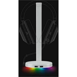 Razer Headset Stand - 27.7 cm Height - Aluminum - Mercury - For Headset - USB Hub, Built-in USB Port, Non-slip Base, Charg