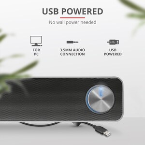 Trust Arys Soundbar-Lautsprecher - 6 W RMS - Schwarz - 100 Hz bis 20 kHz Frequenzgang - USB - 1