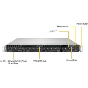 Supermicro SuperServer 6019P-WTR - 1U 可机架安装 - P LGA-3647插座 - 2 x 处理器支持 - Intel C621 芯片 - 1.50 TB DDR4 SDRAM DDR4-2666/PC4-