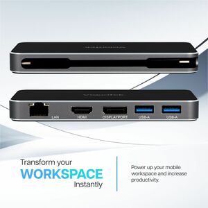 VisionTek VT400 - Dual Display USB-C Docking Station with Power Passthrough - for Notebook - 100 W - USB Type C - 2 Displa