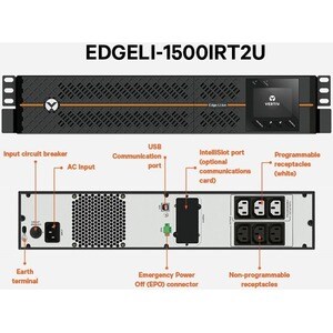 Vertiv Edge Lithium Ion UPS 1500VA 1350W 230V Line Interactive Rack/Tower Single Phase UPS |0.9 PF (EDGELI-1500IRT2U) - Ba