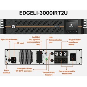VERTIV Edge Lithium Ion Linha interativa UPS - 3 kVA/2,70 kW - 2U Rack/Torre - AVR - 2,40 Hora Recarrega - 10,50 Minuto St
