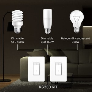 Kasa Smart WiFi Light Switch, 3-Way Dimmer Kit - 3-way Switch - Light Control - Alexa, Google Assistant, SmartThings Suppo