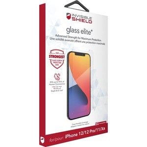 invisibleSHIELD Glass Elite+ Aluminosilicate, Glass Screen Protector - Clear - For LCD iPhone 12, iPhone 12 Pro - Smudge R