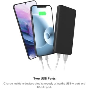 mophie power boost 10K mAh Portable battery USB-A and USB-C inputs - Black - For iPhone, Smartphone, Earbud, Tablet, USB T