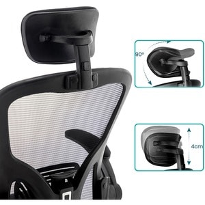 Fauteuil à bascule Urban Factory Ergo Haut - 5 branches Fond - Noir - Tissu, Caoutchouc, Plastique - Accoudoir