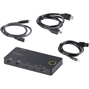 StarTech.com Switch KVM ibrido USB-A + HDMI e USB-C/TB3 a 2 porte - Monitor singolo HDMI 2.0 4K 60Hz - Switch KVM alimenta