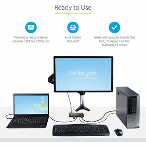 StarTech.com 2 Port Hybrid USB-A + HDMI & USB-C KVM Switch, Single 4K 60Hz HDMI 2.0 Monitor, Compact Desktop and/or Laptop