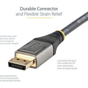 StarTech.com 6ft (2m) VESA Certified DisplayPort 1.4 Cable, 8K 60Hz HDR10, UHD 4K 120Hz Video, DP to DP Monitor Cord, DP 1