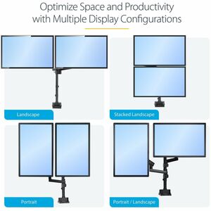StarTech.com Desk Mount Dual Monitor Arm, Height Adjustable Monitor Mount for 2x VESA Displays up to 32" (17.6lb/8kg), Mec