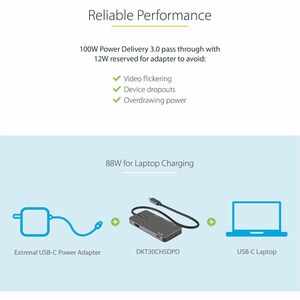 StarTech.com Docking Station - for Tablet, Monitor, Notebook - 100 W - USB Type C - 1 Displays Supported - 4K - 3840 x 216