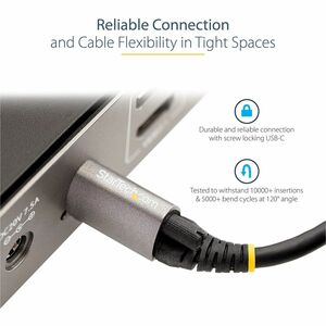StarTech.com 20in 50cm Top Single Screw Locking USB C Cable 10Gbps, USB 3.1 Type-C Cable, 5A/100W PD, DP Alt Mode, USB-C t