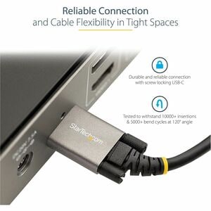 StarTech.com 3ft 1m Side Screw Locking USB C Cable 10Gbps, USB 3.1 Type-C Cable, 5A/100W PD, DP Alt Mode, Dual Screw Lock 