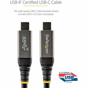 StarTech.com 1m USB-C Kabel 10Gbit/s, USB-IF zertifiziert, USB 3.2 Gen 2 Typ-C Kabel, 100W/5A Power Delivery, DP Alt Mode,