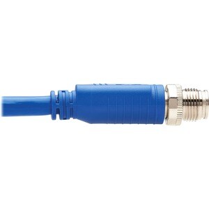 Eaton Tripp Lite Series M12 X-Code Cat6a 10G F/UTP CMR-LP Shielded Ethernet Cable (M12 M/RJ45 M), IP68, PoE, Blue, 1 m (3.