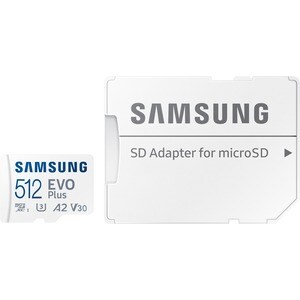 Samsung EVO Plus 512 GB Class 10/UHS-I (U3) V30 microSDXC - 130 MB/s Read - 10 Year Warranty