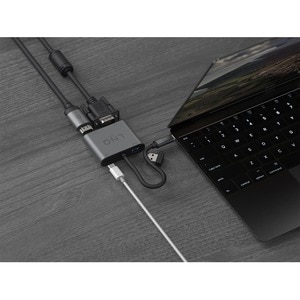 LINQ USB-Typ C Docking Station für Notebook/Monitor - 100 W - Schwarz, Grau - 4K - 3840 x 2160, 1920 x 1080, 1280 x 720 - 