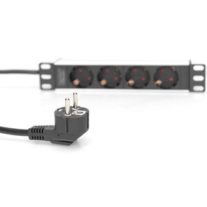 Digitus 10" Steckdosenleiste mit Aluminiumprofil, 4-fach Schutzkontaktsteckdose. PDU-Typen: Standard, Rack-Kapazität: 0U/1