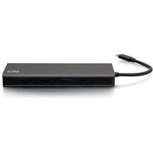 C2G USB-C® 9-in-1 Dual Display Docking Station with 60W Power Supply, HDMI®, Ethernet, USB, 3.5mm Audio and Power Delivery