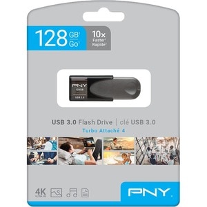 PNY Turbo Attache 4 USB 3.0 Flash Drive - 128 GB - USB 3.0 - 1 Year Warranty