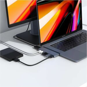 Hyper DUO HD28C-GRAY USB Type C Docking Station - Memory Card Reader - microSD, SD - 100 W - Grey - 4K, 5K - 3840 x 2160, 