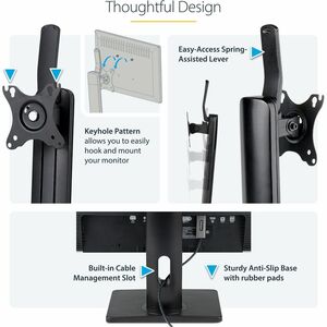 StarTech.com Free Standing Single Monitor Mount, Height Adjustable Ergonomic Monitor Desk Stand, For VESA Mount Displays u