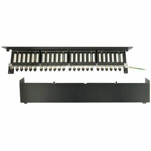 Tripp Lite series N252-024-6A-SH 24 Port(s) Network Patch Panel - Black - TAA Compliant - 24 x RJ-45 - 1U High