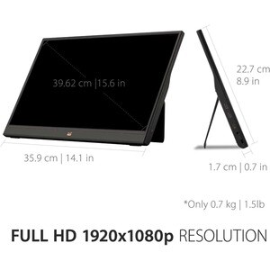 ViewSonic Graphic VA1655 16" Class Full HD LED Monitor - 16:9 - Black - 39.6 cm (15.6") Viewable - In-plane Switching (IPS