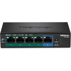 TRENDnet 5-Port Gigabit PoE+ Switch, 32W PoE Power Budget, 10Gbps Switching Capacity, IEEE 802.1p QoS, DSCP Pass-Through S