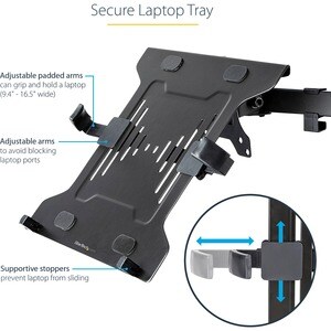 StarTech.com Mounting Tray for Notebook - Black - Height Adjustable - 23.9 cm to 41.9 cm (16.5") Screen Support - 4.50 kg 