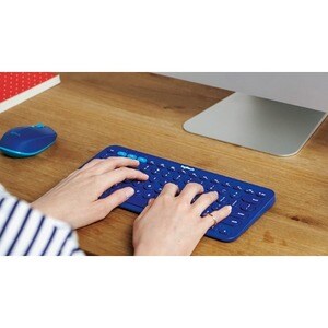 Logitech K380 键盘 - 无线 连接 - 蓝 - 蓝牙 - 3 - 10 m 首页, 后面 热键 - 计算机, 智能电话, iPad mini - PC, Mac - AAA 支持的电池尺寸