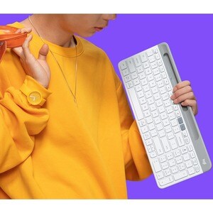 Logitech K580 键盘 - 无线 连接 - 英文（美国） - 白 - Bluetooth/RF - 10 m - 2.40 GHz - 手机, 台式计算机 - PC, Mac - AAA 支持的电池尺寸