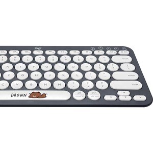 Logitech LINE FRIENDS K380 键盘 - 无线 连接 - 灰 - 蓝牙 - 3 - 10 m - 铬操作系统 - iPad, iPad mini, 平板, 智能电话, iPhone, Apple TV, 笔记本电脑, 台式