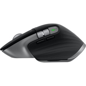 Logitech MX Master 3 实际大小 鼠标 - 蓝牙 - C型 USB - 暗视野 - 7 按钮 - 太空灰 - 无线 - 可充电 - 4000 dpi - 滚轮