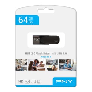 PNY 64GB Attaché 4 USB 2.0 Flash Drive - 64 GB - USB 2.0 - Black