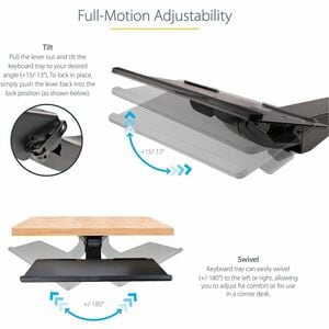 StarTech.com Bandeja para Teclado y Mouse Debajo del Escritorio - Bandeja (255x670mm) Ergonómica de Altura Ajustable con P