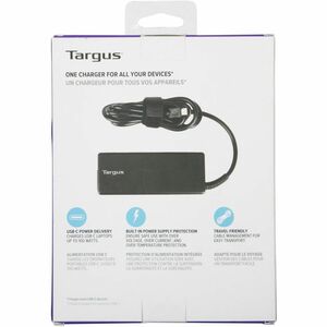 Targus APA108EU 100 W AC Adapter - 1 USB Type-C - For USB Type C Device, Notebook, Tablet, Phone - Europe - 1.80 m Cable -