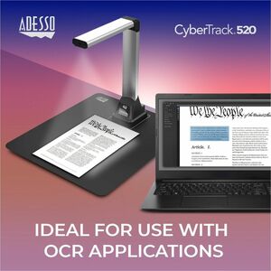 Adesso 5 Megapixel Fixed-Focus A4 Document Camera Scanner with OCR Text Recognition - CMOS