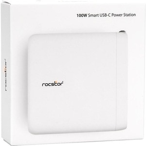 Rocstor 100W 4-Port Smart USB-C Power AC Adapter Charger - 2x USB-C & 2x USB Type-A Output - Simultaneously charge multipl