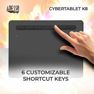 Adesso CyberTablet K8 Graphics Tablet - 5080 lpi - Cable - Black - 203.20 mm x 127 mm Active Area - 8192 Pressure Level - 