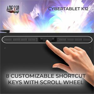 Adesso CyberTablet K12 Graphics Tablet - 5080 lpi - Cable - Black - 304.80 mm x 177.80 mm Active Area - 8192 Pressure Leve