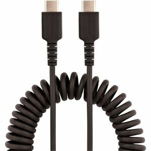 StarTech.com 20in (50cm) USB C Charging Cable, Coiled Heavy Duty Fast Charge & Sync USB-C Cable, High Quality USB 2.0 Type
